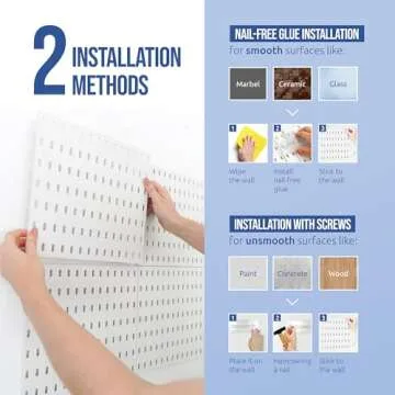 BeyondNovelties Pegboard Combination Kit, 4 Pegboards and 16 Accessories Modular Hanging for Wall Organizer, Crafts Organization, Ornaments Display, Nursery Storage, 22" x 22", White | Peg Board