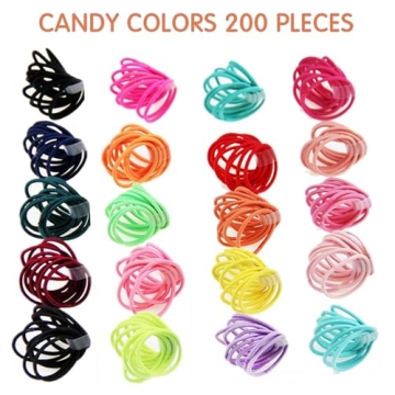 200PCS No Crease Elastic Hair Ties for Kids Girls Toddler