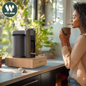 WELL WENG for Nespresso Vertuo Capsules (NV136) - Premium Bamboo Coffee Pod Drawer, 36 Big or 48 Sma...