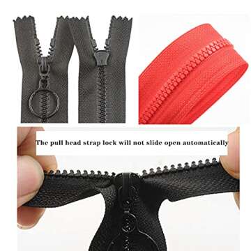 Wonesifee Zippers Colorful Resin 14pcs Zippers with Ring Pulls #3 Plastic Zippers with Lifting Separ...
