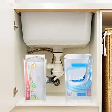 Qunclay 6 Pcs Plastic Kitchen Organizer Bin with Easy to Grip Integrated Handles and wheel,3 Sizes Freezer Organizer Bins for Kitchen, Fridge, Freezer, Pantry and Cabinet Organization(3 Sizes)