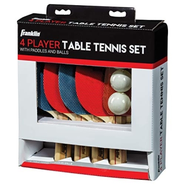 4 Player Table Tennis Set with Paddles and Balls