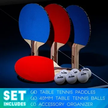 4 Player Table Tennis Set with Paddles and Balls