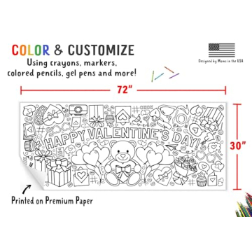 Tiny Expressions Giant Valentine Coloring Poster 30" x 72"