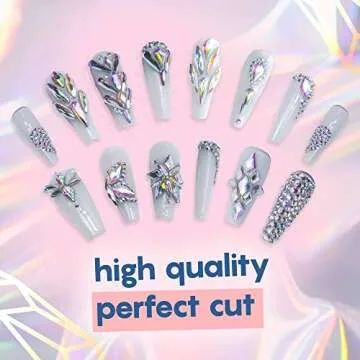 glitzzy 240 nail gems and 5760 AB crystal rhinestones for nail decorations, nail accessories set