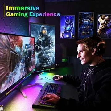 ABCidy Under Monitor Light Bar, RGB Screenbar Light Desk Lamp Computer, Dimmable LED with Dynamic Rainbow Effect, Gaming USB Powered, Remote Control Color Changing, Adjustable Brightness and Speed