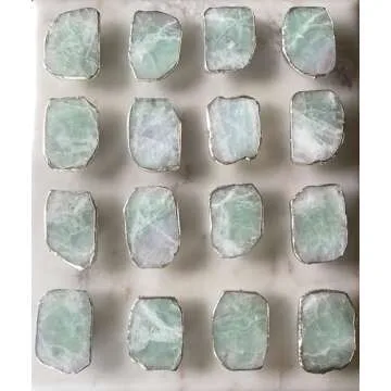 Grips by CRYSTALFY Fluorite Green with Gold Edge Crystal Phone Grip Holder & Expanding Kickstand - Natural Gemstone Swappable Top Accessory for iPhone, iPad, Kindle & Mobile Devices