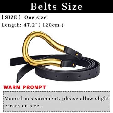 Pinra Skinny Leather Belt U-Shaped Adjustable Thin Waist Belt
