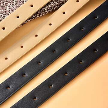 Pinra Skinny Leather Belt U-Shaped Adjustable Thin Waist Belt