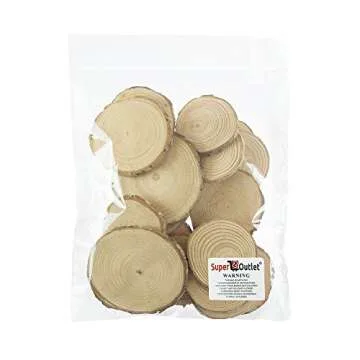 Super Z Outlet Mini Assorted Size Natural Color Tree Bark Wood Slices Round Log Discs for Arts & Crafts, Home Hanging Decorations, Event Ornaments (5-8cm, 20pcs)