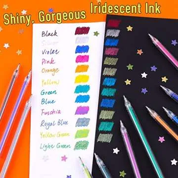 Dyvicl Dual Metallic Gel Pen, Liquid Glitter Iridescent Gel Pen for Adult Coloring, Doodling, Drawing, Scrapbooking, Card Making, Illustrations, Designs, Journaling, Set of 12