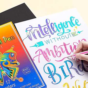 Dyvicl Dual Metallic Gel Pen, Liquid Glitter Iridescent Gel Pen for Adult Coloring, Doodling, Drawing, Scrapbooking, Card Making, Illustrations, Designs, Journaling, Set of 12