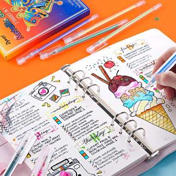 Dyvicl Dual Metallic Gel Pen, Liquid Glitter Iridescent Gel Pen for Adult Coloring, Doodling, Drawing, Scrapbooking, Card Making, Illustrations, Designs, Journaling, Set of 12