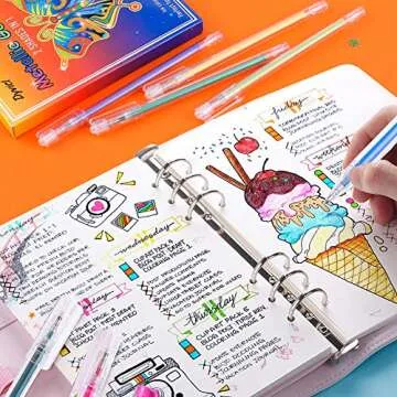 Dyvicl Dual Metallic Gel Pen, Liquid Glitter Iridescent Gel Pen for Adult Coloring, Doodling, Drawing, Scrapbooking, Card Making, Illustrations, Designs, Journaling, Set of 12