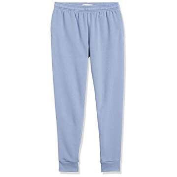 Amazon Essentials Men's Joggers Sweatpants, Fleece, Light Denim Blue, Large, Comfortable Fit