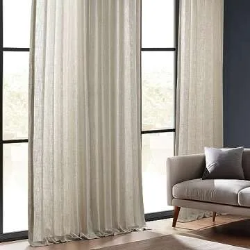 HPD HALF PRICE DRAPES Premium Heavy Faux Linen Curtains for Living Room (1 Panel), 50W x 108L Light Filtering Curtains 108 Inches Long Window Curtains for Bedroom, Melted Cream