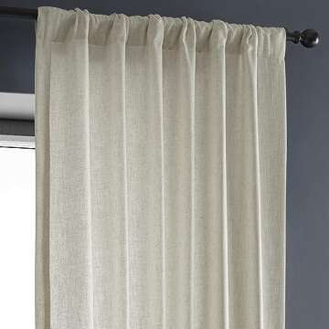 HPD HALF PRICE DRAPES Premium Heavy Faux Linen Curtains for Living Room (1 Panel), 50W x 108L Light Filtering Curtains 108 Inches Long Window Curtains for Bedroom, Melted Cream