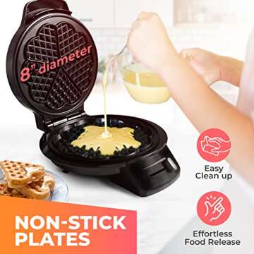 Mueller Heart Waffle Maker with Adjustable Browning Control