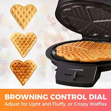 Mueller Heart Waffle Maker with Adjustable Browning Control