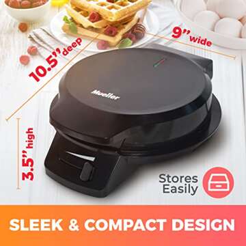 Mueller Heart Waffle Maker with Adjustable Browning Control