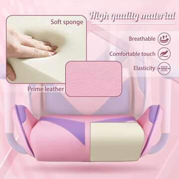 Homall Girl Racing Office Gaming Chair High Back Computer Desk Chair Leather Executive Adjustable Swivel with Headrest and Lumbar Support (Pink)