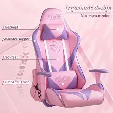 Homall Girl Racing Office Gaming Chair High Back Computer Desk Chair Leather Executive Adjustable Swivel with Headrest and Lumbar Support (Pink)