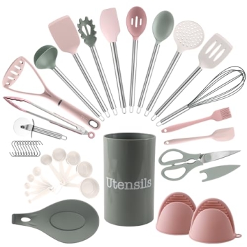 COOK WITH COLOR Silicone Cooking Utensil Set - Stylish, Durable, Easy to Clean 38-Piece Set