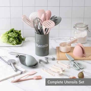 Stylish COOK WITH COLOR Silicone Kitchen Utensil Set 38-Piece