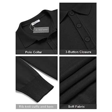 COOFANDY Mens Lightweight Knit Polo Shirt for All Occasions