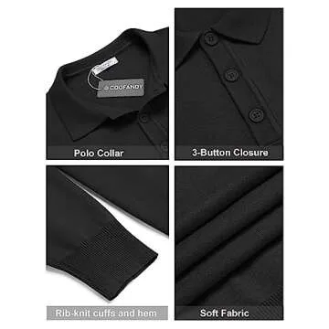 COOFANDY Mens Lightweight Knit Polo Shirt for All Occasions