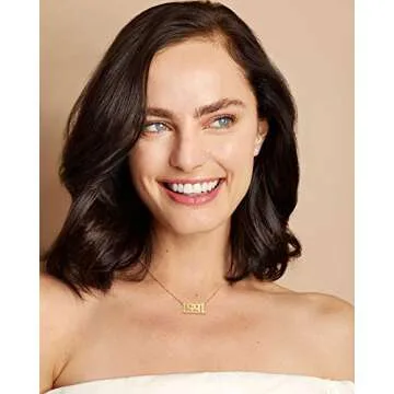 Glimmerst Birthday Year Necklace, 18K Gold Plated Stainless Steel Birth Year 1996 Number Pendant Necklace Memorable Anniversary Jewelry for Women