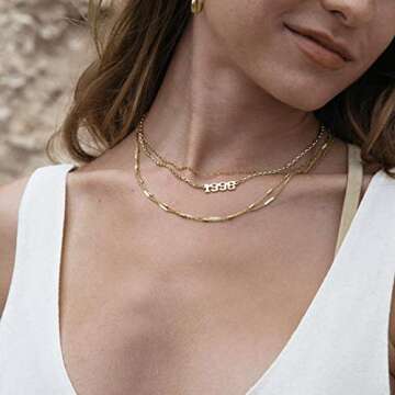 Glimmerst Birthday Year Necklace, 18K Gold Plated Stainless Steel Birth Year 1996 Number Pendant Necklace Memorable Anniversary Jewelry for Women