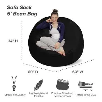 Sofa Sack Bean Bag Chair - Plush Memory Foam Comfort