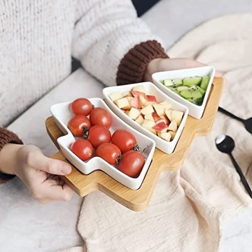 Bamboo Christmas Tree Tray Set for Festive Serving