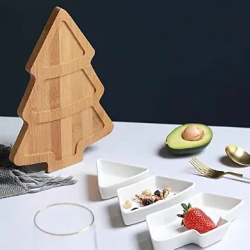 Bamboo Christmas Tree Tray Set for Festive Serving