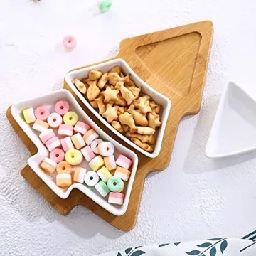 Bamboo Christmas Tree Tray Set for Festive Serving