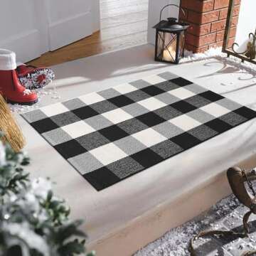 KIMODE Front Door Mat Buffalo Plaid Outdoor Rug for Seasonal Elegance