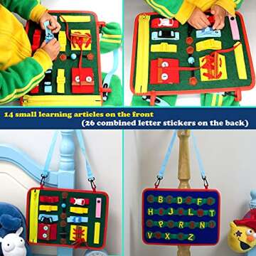 MARKKEER Toddler Busy Board, Sensory Busy Board Toy Montessori Toy Used for The Development of Basic Skills in Preschool Education, a Toy Suitable for Children, Size 13.8" x 10.2"