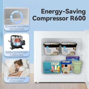 LHRIVER Mini Freezer - 1.2 Cu.ft Compact Freezer