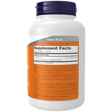 NOW Foods L-Arginine 1000 mg Nitric Oxide Precursor