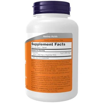 NOW Foods L-Arginine 1000 mg Nitric Oxide Precursor