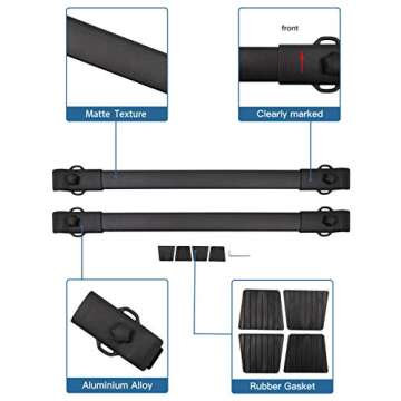 FengYu Roof Rack Cross Bars 220lb Compatible with 2011-2020 Toyota Sienna, Heavy Duty Aluminum clampers and Bars, Cargobar Black Rooftop Rails Carrying Bag Luggage Canoe Bike Kayak Carrier