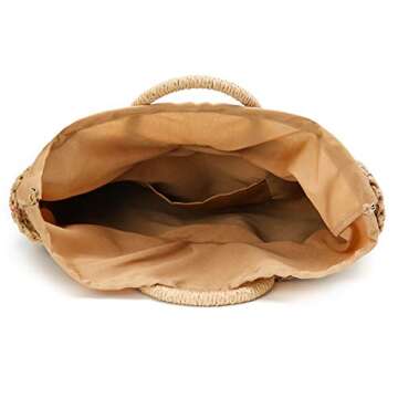 Womens Large Straw Beach Tote Bag Hobo Summer Handwoven Bags Purse wth Pom Poms