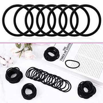 Anezus Durable 200 Pcs Black Hair Ties in Bulk