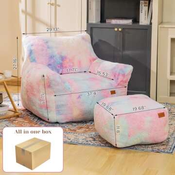 Cvortll Bean Bag Chair with Ottoman Set for Cozy Living