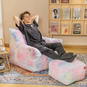Cvortll Bean Bag Chair with Ottoman Set for Cozy Living