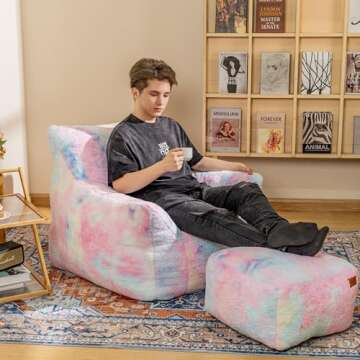 Cvortll Bean Bag Chair with Ottoman Set for Cozy Living