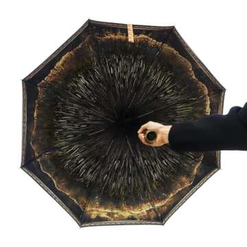 Starforged Themed Folding Umbrella,Dune II Sci-fi Movies Peripheral,Portable Travel Umbrella,Strong Compact Umbrellas for Rain Windproof,Boyfriend Gifts Atreides Empire(Dune 2)