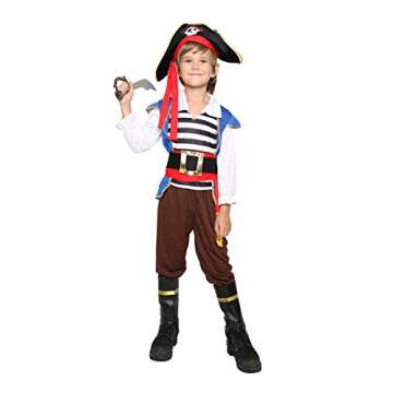Jason Party Kids Pirate Costume Boys Deluxe Halloween Cosplay Set - Chief-L