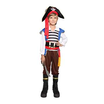 Jason Party Kids Pirate Costume Boys Deluxe Halloween Cosplay Set - Chief-L
